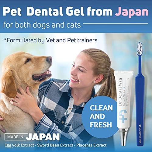 Dr. Dental Wan Cat Dog pasta za zube Set četkica za zube / osvježivač daha za kućne ljubimce | Japan kvalitet / smanjiti plak & Tatar / formulisao Vet i pet Trainer / najbolji organski Gel za stomatološku njegu za kućne ljubimce
