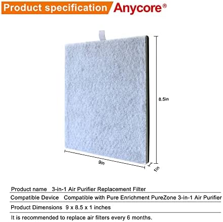Anycore za Purezone Filter za prečišćavanje vazduha 3-u-1 H13 True HEPA Filter kompatibilan sa čistim obogaćivanjem