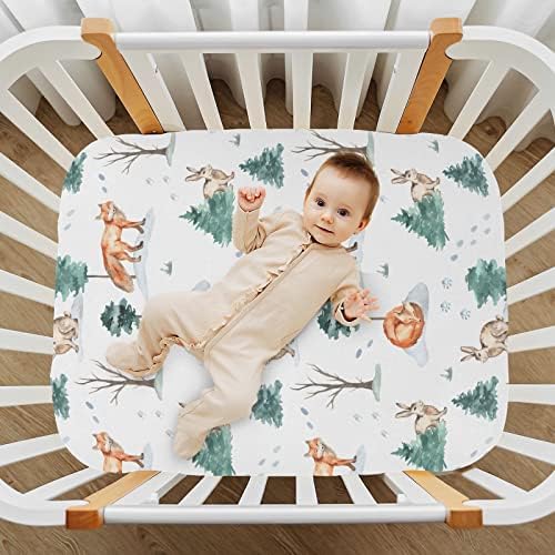 KICPOAY Opremljeni listovi za krevete Fuška stabla Foxtsty prijenosni reprodukcijski listovi za dijete za bebe, prozračni meki mini krevetić 39 x 27 u za dječake i djevojke