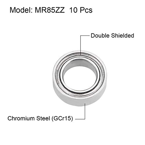 UXCell Mr85zz duboko utor Kuglični ležajevi 5mm x 8mm x 2,5 mm dvostruki zaštitni hromirani čelik P6 10pcs