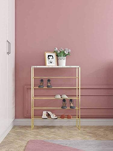 Dinzz kovanog željeznog stalak za cipele s višesloja jednostavna prostorija za skladištenje kućanskih vrata minimalistički zlato