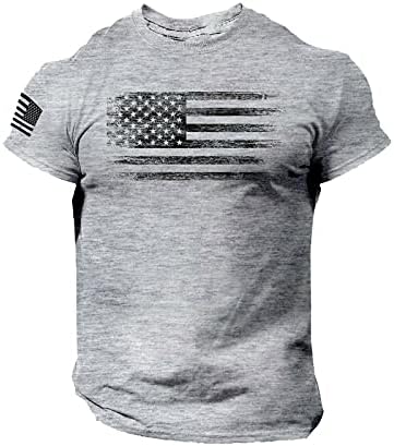 Bifuton Thirts majice za muškarce, SAD nestrpljiva zastava Muška majica Patriotic Tees Kratki rukav Crewneck