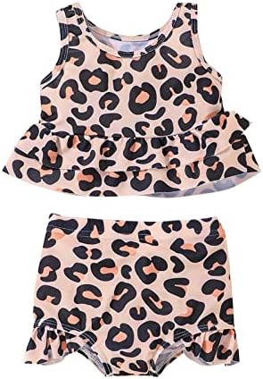 Kupaći kostim za malu djecu djevojčice ljetni Leopard sa printom kupaći kostim bez rukava male djevojke s volanima dvodijelni kupaći kostim