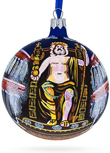 Statua Zeusa u Olimpiji, Grčka staklena lopta Božićni ukras 4 inča