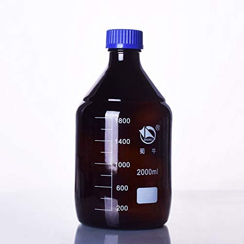 Deschem 2000ml, laboratorijska stakla Amber reagens boca, vijčana kapa, 2l smeđa tikvica