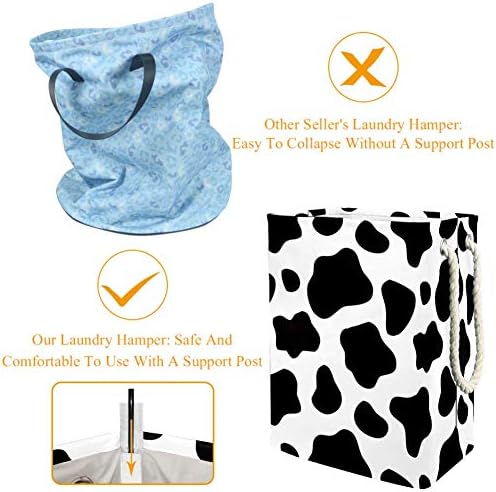 UNITESY Crno-bijela krava uzorak doodle stil Veliki skladišni kantu Sklopivi rublje za rublje za