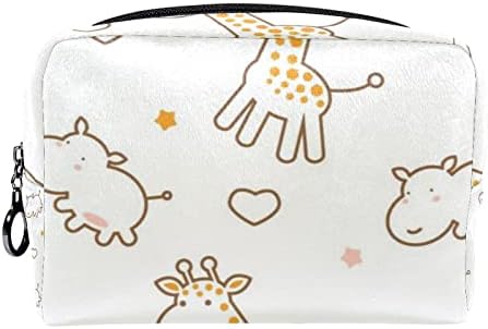Tbouobt kozmetička torba za žene, torbe za šminke Sobidna toaletna torbica Putni poklon, žuta crtana Herman Giraffe