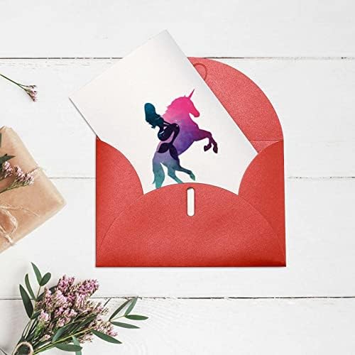 Galaxy Mermaid Riding Unicorn čestitke za sve prilike prazne kartice sa kovertama 4 X 6 Rođendanska