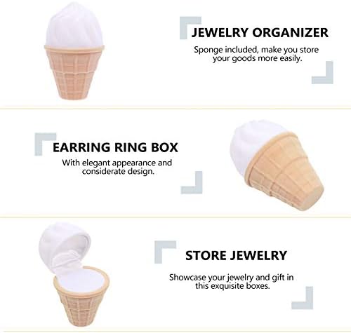Nuobesty snježni konusni prsten kutija za sladoled konus vjenčani prsten kutija za nakit za prijedlog angažman vjenčanje ljetna hrana zabava Favors Beige