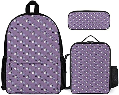 Plavi magarac ruksaci kompleti za školska putovanja Daypack Prints Bookbag sa torbom za ručak