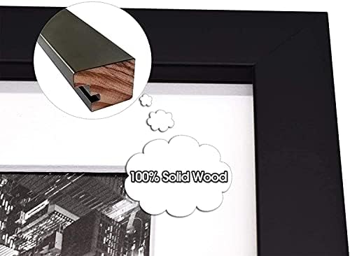 Set od 2, 8x10 Black Photo Wood Collage Frame sa pravim staklom i bijelom prostirkom prikazuje 4x6 slike
