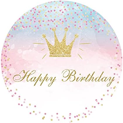 Yeele 7x7ft rođendan okrugli Backdrop Pink Blue Glitter Gold Crown fotografija pozadina za Baby Shower djevojke princeza Rođendanska zabava dekoracije Desert torta Tabela Banner Photo Booth rekviziti