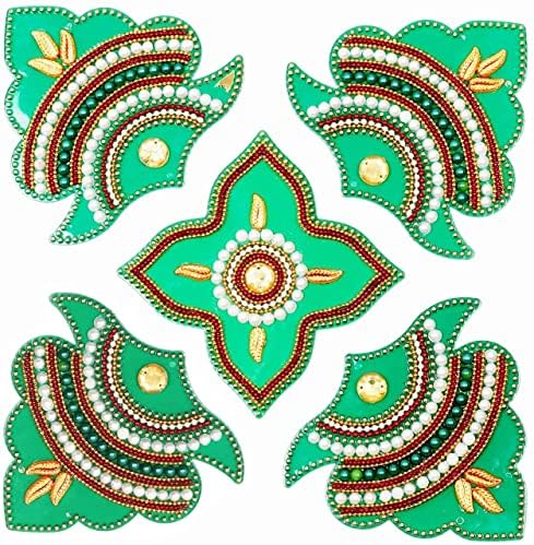 Artisenia Green Acrylic Diwali Rangoli Podne ukrase Dekoracija tablice Dekonošnje gomile Tradicionalni