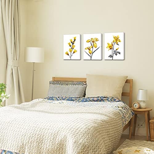 NutArtPic crno bijelo cvijeće platno žuta apstraktna cvjetna zidna umjetnost za dnevni boravak spavaća soba