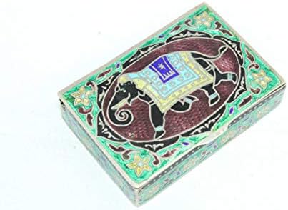 Rajasthan Gems Ručno rađena trinket kutija 925 Sterling Silver Slon Stari Enamel Color Cloisonne - 4