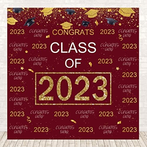 Pozadina za diplomsku zabavu crveno zlato Glitter Čestitam diplomskim fotografijama klasa ukrasa za 2023.