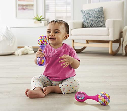 Fisher - Price Rattle ' N Rock Maracas Pink & amp; Purple, Set od 2 igračke za aktivnosti Baby Rattle Fisher-Price Sit-Me-Up podno sjedište Pacific Pebble, prenosiva stolica za bebe sa igračkama