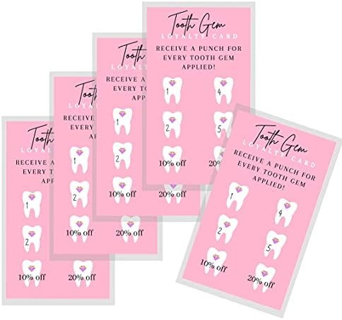 Boutique Marketing Tooth Gem Loyalty kartice za popust | 50 pakovanje / veličina 2x3. 5 Inch inch vizitkarta / odgovara kartici za njegu zuba / novčaniku veličina roze kartice