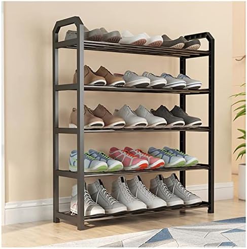Metalni hodnik stalak za cipele metal, crni stalak za obuću jednostavan za izgradnju samostojećih, stalak za cipele visoki metal idealan za spavaće sobe ili hodnike