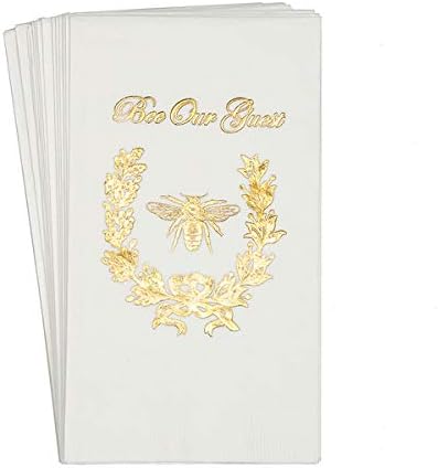 Francuski pčelinji francuski dekor papir ručnici za ruke za kupaonicu ručnici za goste za jednokratnu upotrebu bijela i zlata, pčela naš gost 4,5 x 8 16