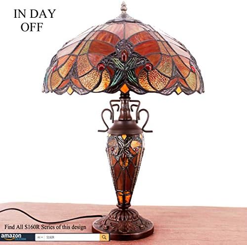Werfactory Tiffany lampica crveno vitraža Mather-kćerka Vaza Stolna svjetiljka 16x16x24 inča Antikni stol