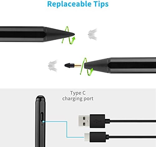 Olovka za jabuke za Apple iPad 10.2 10. / 9. / 8. Olovka za proizvodnju, aktivna olovka sa 1,5 mm visokim finim vrpcom Stylus kompatibilan sa Apple iPad 10.2 10. / 9. / 8. generacija, crna