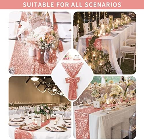 Fani 12 pakovanje Sequin Rose Gold Renner 12 x 72 Tkanina za stol za stolove za venčani stolovi za vjenčane tablice Sparkle pokrivači za zabavu za angažman rođendan banket vjenčanica