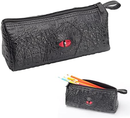 Czyy olovka Case Crna Faux koža sa 3D zmajem oka i imena Oznaka velika torbica za olovke sa zatvaračem