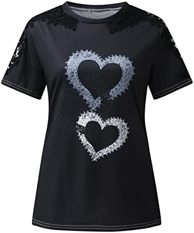 Ženski ljetni vrhovi 2023 Casual Printing okrugli vrat sa čipkom izdubljeni kratki rukav pulover bluza za mršavljenje majica