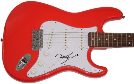 BRANDON FLOWERS potpisan autogram u punoj veličini RED Fender STRATOCASTER električna gitara B W/ JAMES SPENCE