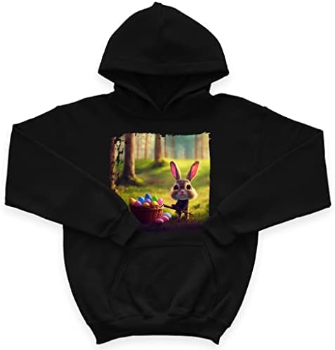 Slatka uskršnja zečica dječja spužva Fleece Hoodie - Crtani dječji hoodie - Grafički kapuljač za