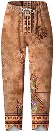 Yuzhih ženske posteljine povremene lagene elastične ljetne cvjetne tiskane hlače hlače Capris joga pantalone hlače hlače hlače hlače i hlače