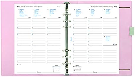 Filofax Domino Soft Organiser, A5, blijedo ružičasta - koža, mekani taktilni poklopac, šest prstenova, dnevnik kalendara u sedmici, višejezični, 2022, 5,75 inča x 8,25 inča