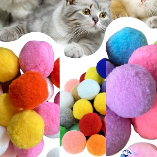 Shizhoo Premium meke pom pom kuglice za mačiće - lagane, interaktivne, različite boje - plišane igračke kuglice
