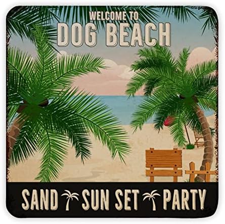 Smiješni pas metalni znak Dobrodošli u pseći plaža Sunset Party Nestrgani kućni ljubimac Dobrodošli