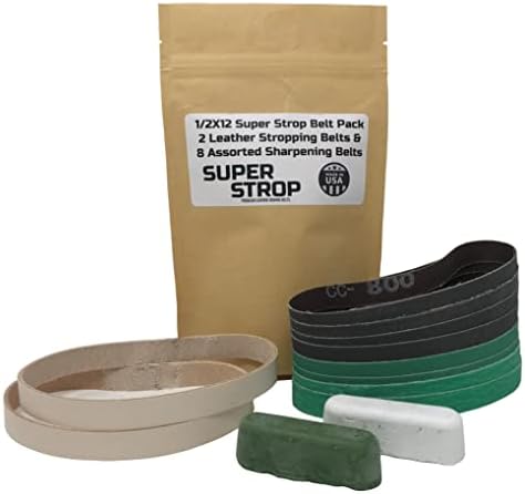 Pro sharpening Supply 1 / 2x12 Super Strop sharpening Belt Pack 2 Leather Honing Belts & asortiman