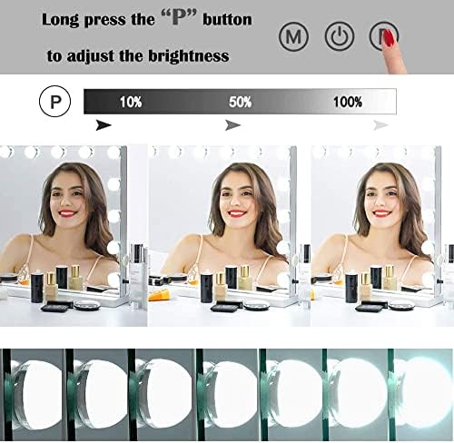 Filytop 22.8 x 18.1& 34; ogledalo za šminkanje sa svetlima, 10x Veliko holivudsko osvetljeno toaletno ogledalo