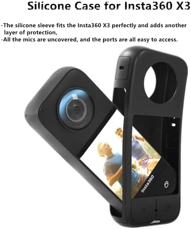 LEWOTE 7u1 Insta360 X3 Komplet dodatne opreme[poklopac silikonske kamere i poklopac sočiva][2kom 3D filma za zaštitu ekrana][torba za nošenje na otvorenom sa Karabinerom za automatsko zaključavanje i bravom protiv gubitka]
