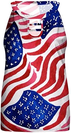 Annhoo Teen Girls majice bez rukava Američka zastava Grafička bluza Thirts Boat vrat izrez Striped Jesen Ljetne