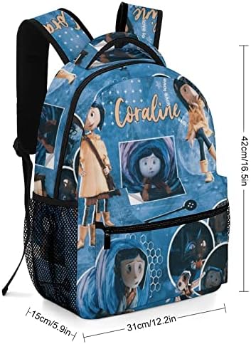 Rwillppycfei Backpack Animirani tamna fantazija horor cora-line torba Velika zaklavna torba na rame Modna torba za laptop klasična osnovna putovanja Rucksack