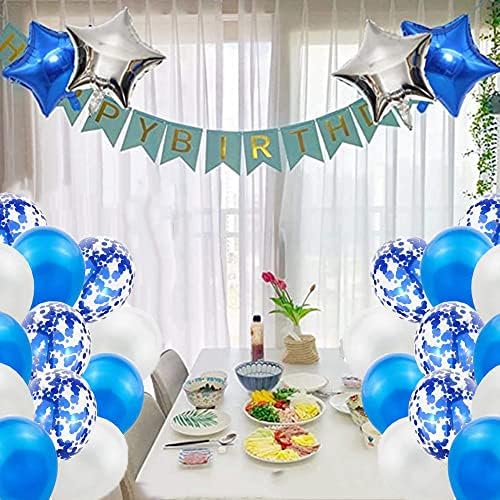 41. Set ballona sretnog rođendana - Srebrni broj 41 Baloni Blue Confetti baloni Latex baloni plave srebrne zvijezde folije balone za muškarce za rođendanski tuš Fotografija