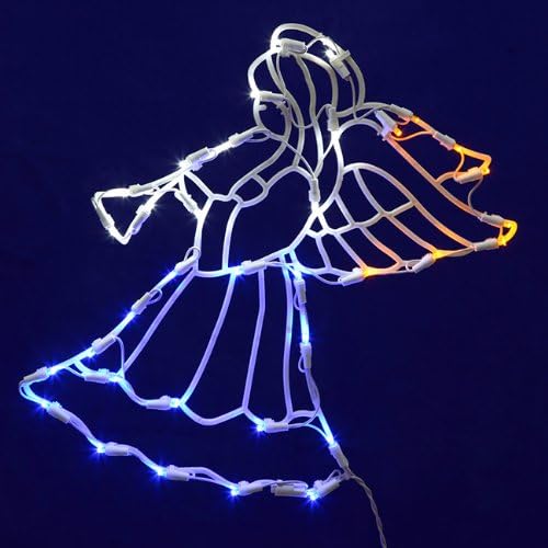 VICKERMAN Lighted LED Angel sa rog Božić prozor silueta ukras, 17