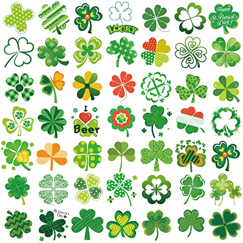 Howaf St. Patrick's Day Privremene tetovaže, 96 komada irske naljepnice za tetovažu sa Shamrock djetelinarskim uzorcima zastava za djecu poklon za djecu, tijesto lice privremene tetovaže za irske ukrase