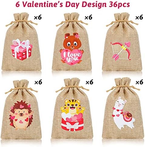 FOIMAS 36kom poklon torbe za Burlap vezice za Dan zaljubljenih, 4x6 inča srce životinja Burlap