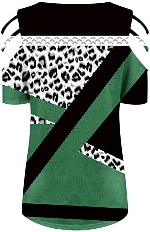 PANOEGSN hladni vrhovi ramena za žene plus size Zip Up V izrez majice Leopard Print tunike za