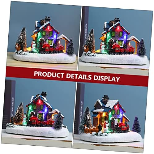 Amosfun 3 kom Božićno svjetlo Ornament zimski Kućni dekor LED smola brvnara Ornament desktop dekoracija