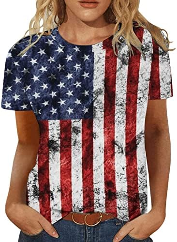 Majica od 4. Jula za ženske američke zastave Patriotske majice ljetne Vintage majice Crewneck