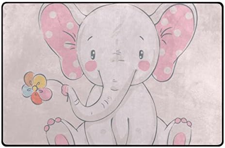 ColourLife lagani Neklizajući prostirke za tepihe područje Meki tepisi pod Mat prostirka dekoracija za dečiju sobu dnevni boravak 60 x 39 inča divno ružičasto Slon