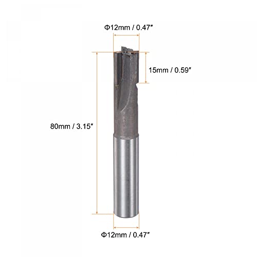 Uxcell kvadratni nosni mlin, 12mm rezni prečnik volfram karbidni vrh 3 ravne žljebove glodalice sa 12mm ravnim drškom