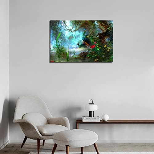 Prva zidna Umjetnost-dva Paunova šetnja šumskim zidom umjetničke slike Slike Print na platnu životinja slika za kućni moderni ukras